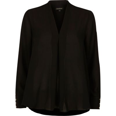 Black pleat loose blouse